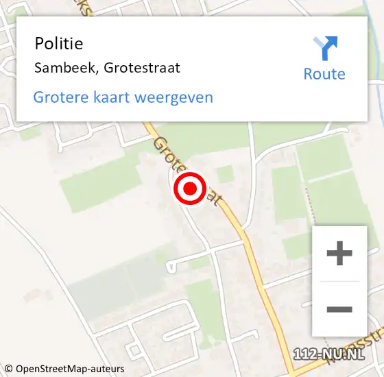 Locatie op kaart van de 112 melding: Politie Sambeek, Grotestraat op 24 juli 2021 14:33