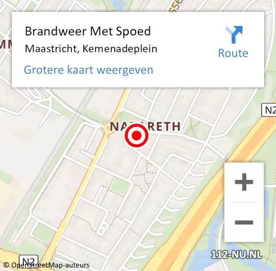 Locatie op kaart van de 112 melding: Brandweer Met Spoed Naar Maastricht, Kemenadeplein op 24 juli 2021 14:40