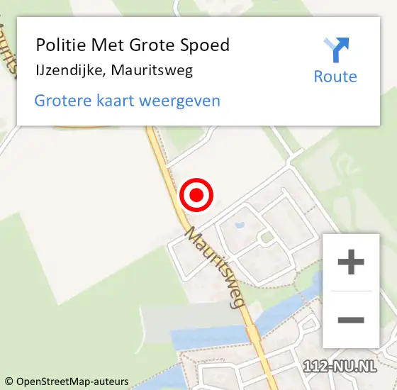 Locatie op kaart van de 112 melding: Politie Met Grote Spoed Naar IJzendijke, Mauritsweg op 24 juli 2021 14:50