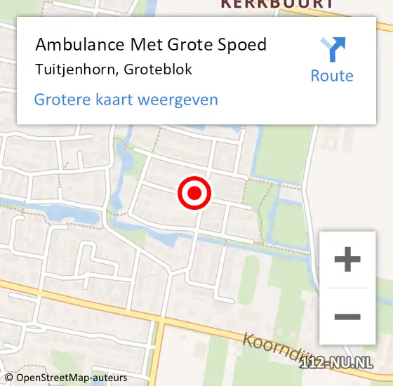 Locatie op kaart van de 112 melding: Ambulance Met Grote Spoed Naar Tuitjenhorn, Groteblok op 24 juli 2021 14:50