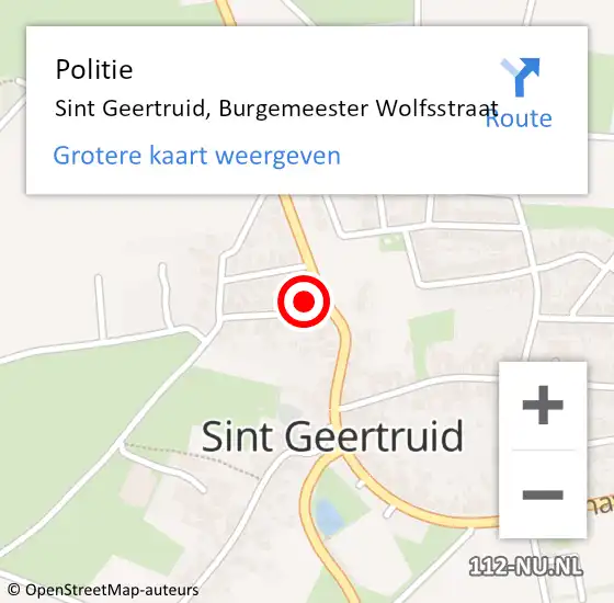 Locatie op kaart van de 112 melding: Politie Sint Geertruid, Burgemeester Wolfsstraat op 24 juli 2021 15:00