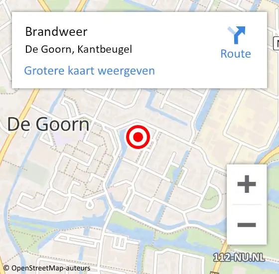 Locatie op kaart van de 112 melding: Brandweer De Goorn, Kantbeugel op 5 oktober 2013 12:00