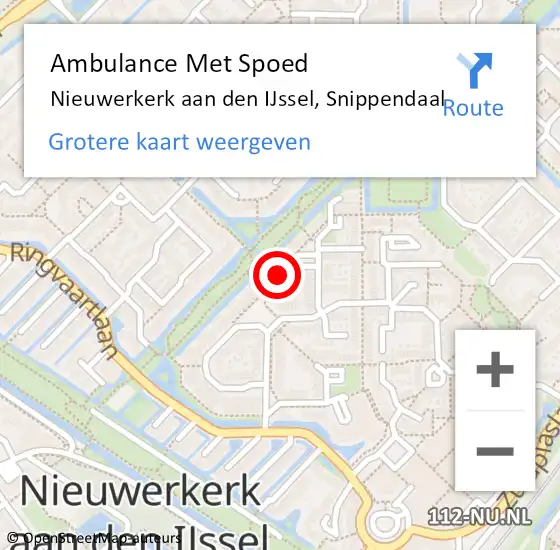 Locatie op kaart van de 112 melding: Ambulance Met Spoed Naar Nieuwerkerk aan den IJssel, Snippendaal op 24 juli 2021 15:11