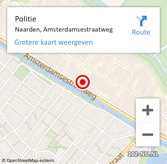 Locatie op kaart van de 112 melding: Politie Naarden, Amsterdamsestraatweg op 24 juli 2021 15:18