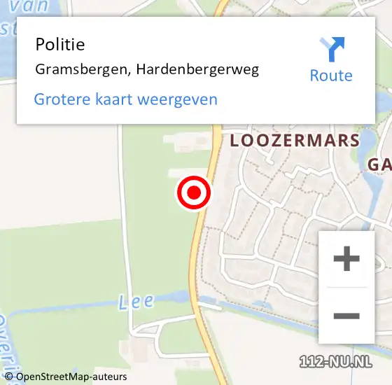 Locatie op kaart van de 112 melding: Politie Gramsbergen, Hardenbergerweg op 24 juli 2021 15:26