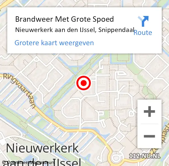 Locatie op kaart van de 112 melding: Brandweer Met Grote Spoed Naar Nieuwerkerk aan den IJssel, Snippendaal op 24 juli 2021 15:28