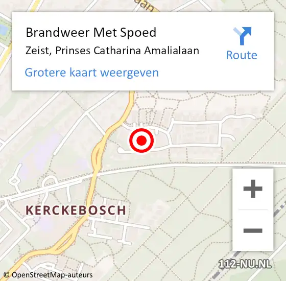 Locatie op kaart van de 112 melding: Brandweer Met Spoed Naar Zeist, Prinses Catharina Amalialaan op 24 juli 2021 15:28