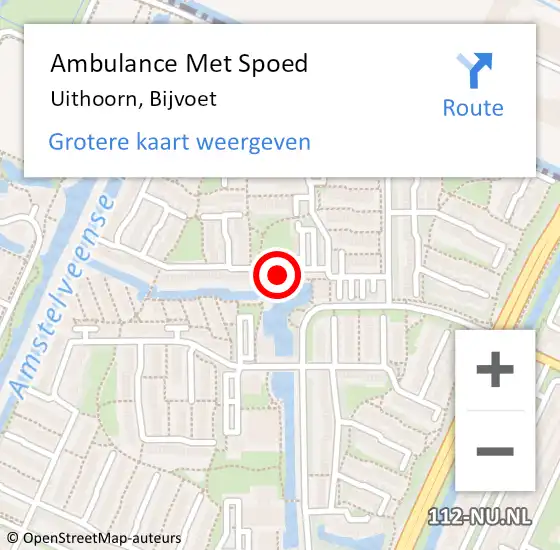 Locatie op kaart van de 112 melding: Ambulance Met Spoed Naar Uithoorn, Bijvoet op 24 juli 2021 15:34