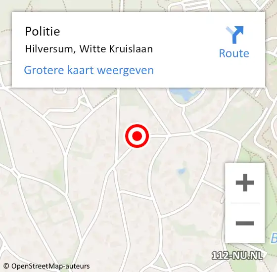 Locatie op kaart van de 112 melding: Politie Hilversum, Witte Kruislaan op 24 juli 2021 15:42