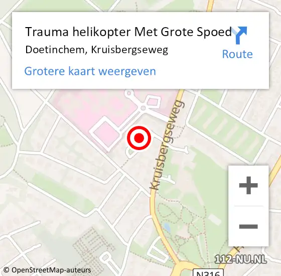 Locatie op kaart van de 112 melding: Trauma helikopter Met Grote Spoed Naar Doetinchem, Kruisbergseweg op 24 juli 2021 15:53