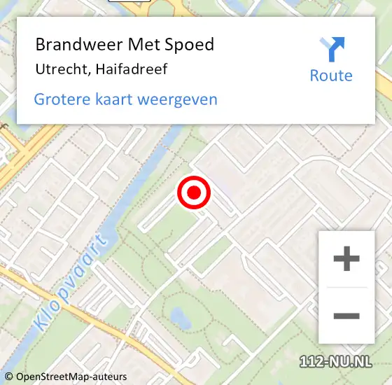 Locatie op kaart van de 112 melding: Brandweer Met Spoed Naar Utrecht, Haifadreef op 24 juli 2021 15:55