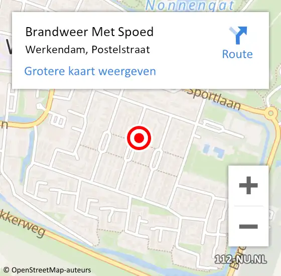 Locatie op kaart van de 112 melding: Brandweer Met Spoed Naar Werkendam, Postelstraat op 24 juli 2021 16:02