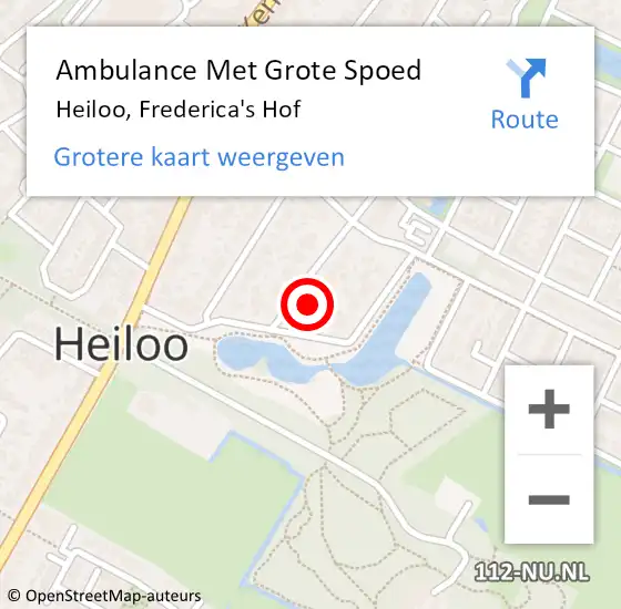 Locatie op kaart van de 112 melding: Ambulance Met Grote Spoed Naar Heiloo, Frederica's Hof op 24 juli 2021 16:13