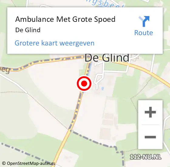 Locatie op kaart van de 112 melding: Ambulance Met Grote Spoed Naar De Glind op 24 juli 2021 16:16