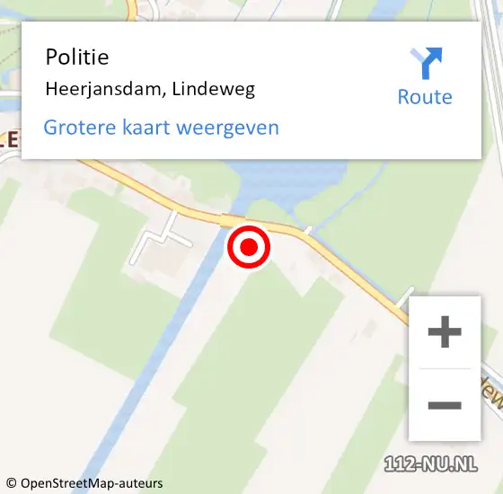 Locatie op kaart van de 112 melding: Politie Heerjansdam, Lindeweg op 24 juli 2021 16:20