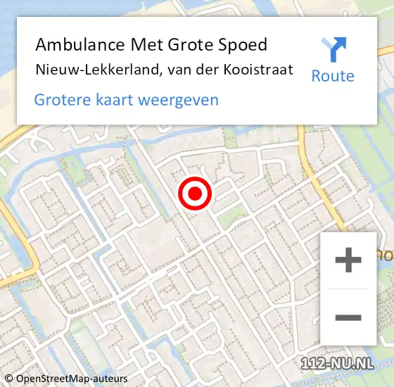 Locatie op kaart van de 112 melding: Ambulance Met Grote Spoed Naar Nieuw-Lekkerland, van der Kooistraat op 24 juli 2021 16:23