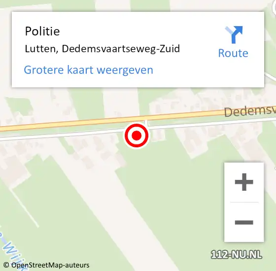Locatie op kaart van de 112 melding: Politie Lutten, Dedemsvaartseweg-Zuid op 24 juli 2021 16:25