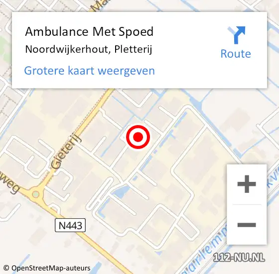 Locatie op kaart van de 112 melding: Ambulance Met Spoed Naar Noordwijkerhout, Pletterij op 24 juli 2021 16:36