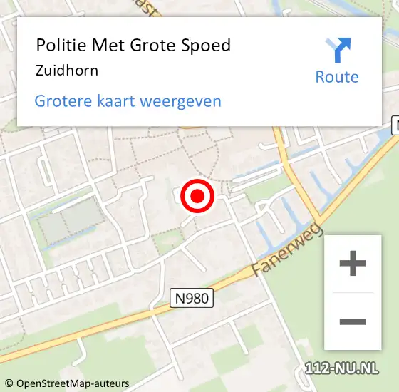 Locatie op kaart van de 112 melding: Politie Met Grote Spoed Naar Zuidhorn op 24 juli 2021 16:50