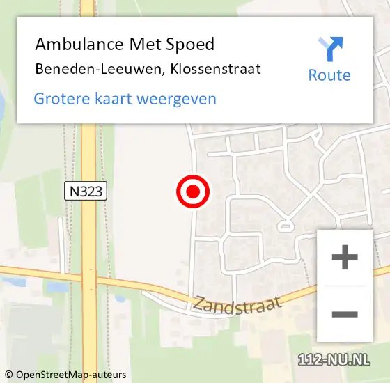 Locatie op kaart van de 112 melding: Ambulance Met Spoed Naar Beneden-Leeuwen, Klossenstraat op 24 juli 2021 16:54