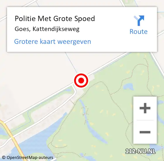 Locatie op kaart van de 112 melding: Politie Met Grote Spoed Naar Goes, Kattendijkseweg op 24 juli 2021 16:59