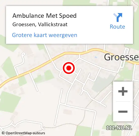 Locatie op kaart van de 112 melding: Ambulance Met Spoed Naar Groessen, Vallickstraat op 24 juli 2021 17:03