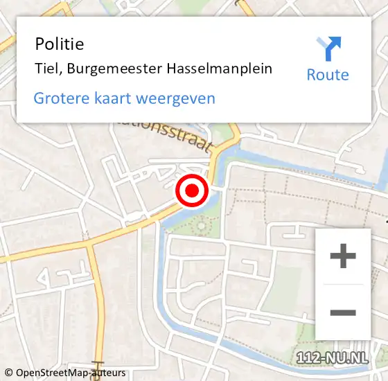 Locatie op kaart van de 112 melding: Politie Tiel, Burgemeester Hasselmanplein op 24 juli 2021 17:05