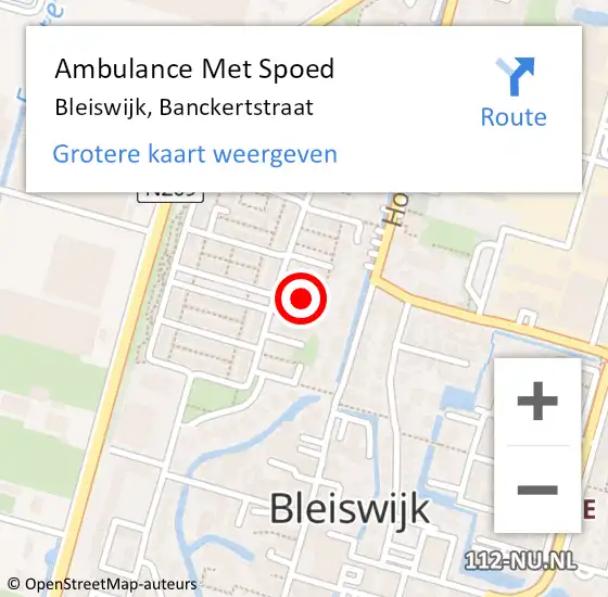 Locatie op kaart van de 112 melding: Ambulance Met Spoed Naar Bleiswijk, Banckertstraat op 24 juli 2021 17:09