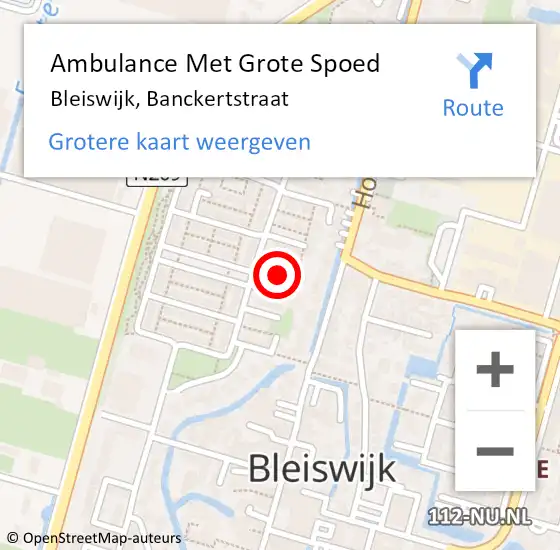 Locatie op kaart van de 112 melding: Ambulance Met Grote Spoed Naar Bleiswijk, Banckertstraat op 24 juli 2021 17:13