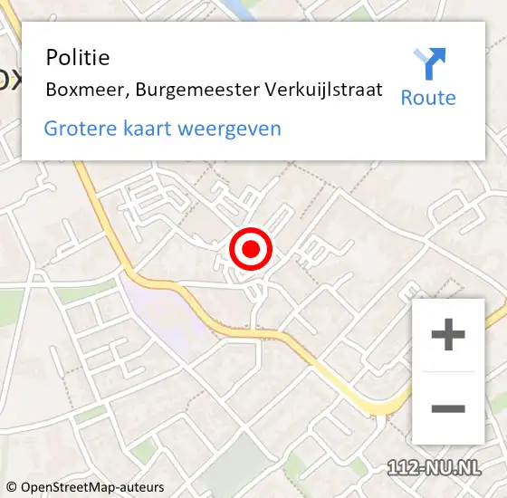 Locatie op kaart van de 112 melding: Politie Boxmeer, Burgemeester Verkuijlstraat op 24 juli 2021 17:23