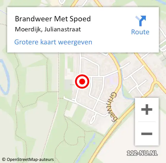 Locatie op kaart van de 112 melding: Brandweer Met Spoed Naar Moerdijk, Julianastraat op 24 juli 2021 17:54