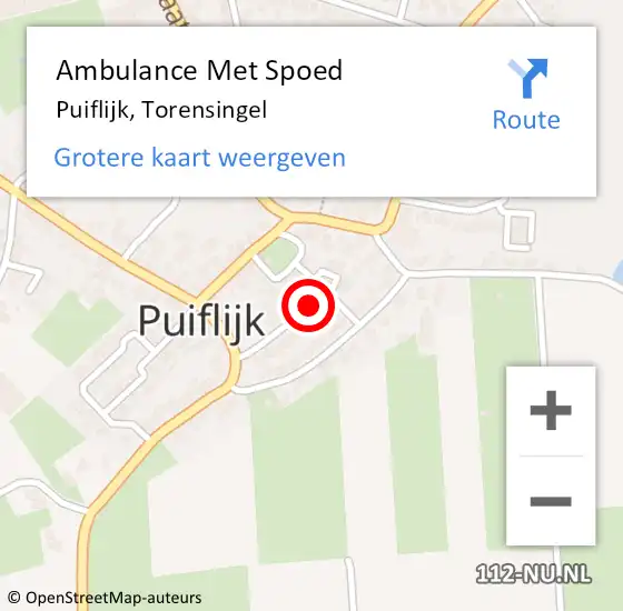 Locatie op kaart van de 112 melding: Ambulance Met Spoed Naar Puiflijk, Torensingel op 24 juli 2021 17:56