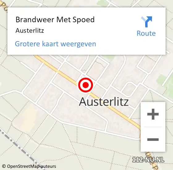 Locatie op kaart van de 112 melding: Brandweer Met Spoed Naar Austerlitz op 24 juli 2021 17:58