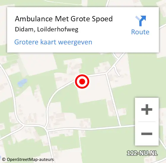 Locatie op kaart van de 112 melding: Ambulance Met Grote Spoed Naar Didam, Loilderhofweg op 24 juli 2021 18:23