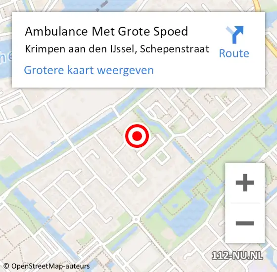 Locatie op kaart van de 112 melding: Ambulance Met Grote Spoed Naar Krimpen aan den IJssel, Schepenstraat op 24 juli 2021 18:31