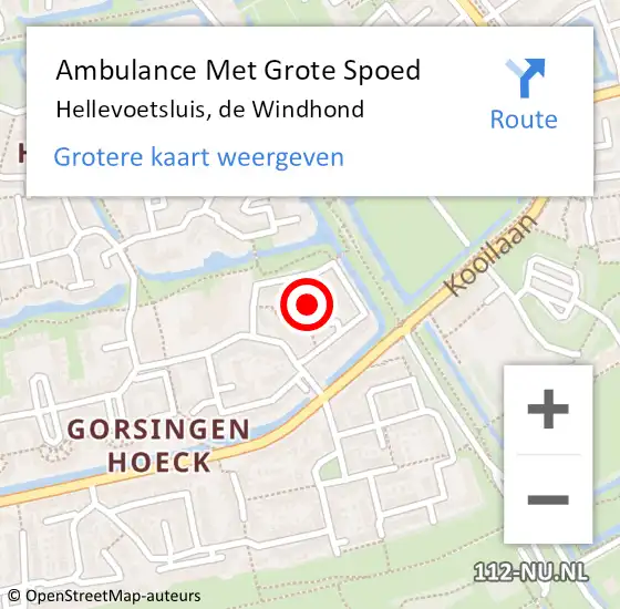 Locatie op kaart van de 112 melding: Ambulance Met Grote Spoed Naar Hellevoetsluis, de Windhond op 24 juli 2021 18:32