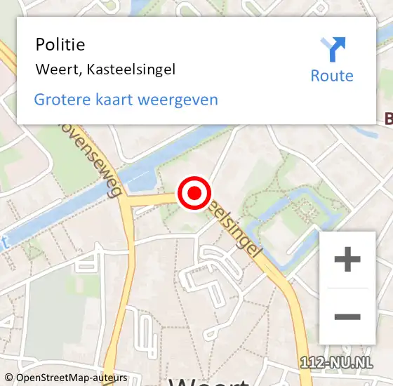 Locatie op kaart van de 112 melding: Politie Weert, Kasteelsingel op 24 juli 2021 18:44