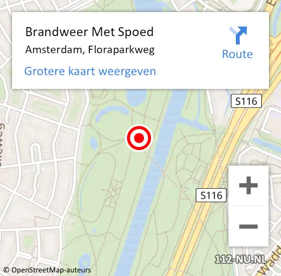 Locatie op kaart van de 112 melding: Brandweer Met Spoed Naar Amsterdam, Floraparkweg op 24 juli 2021 19:00