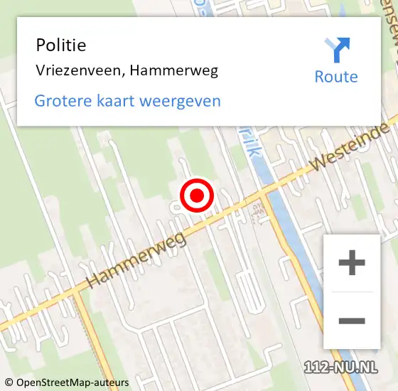 Locatie op kaart van de 112 melding: Politie Vriezenveen, Hammerweg op 24 juli 2021 19:04