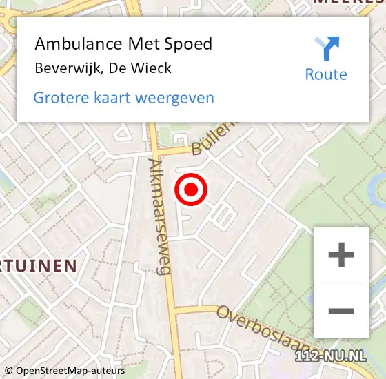 Locatie op kaart van de 112 melding: Ambulance Met Spoed Naar Beverwijk, De Wieck op 24 juli 2021 19:11