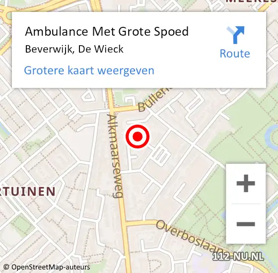 Locatie op kaart van de 112 melding: Ambulance Met Grote Spoed Naar Beverwijk, De Wieck op 24 juli 2021 19:12
