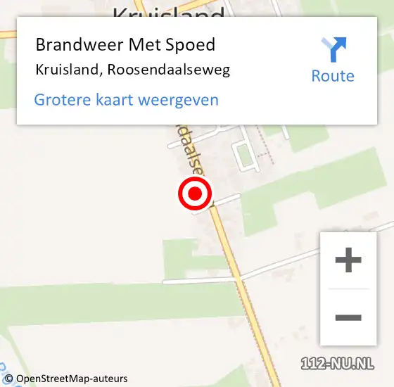 Locatie op kaart van de 112 melding: Brandweer Met Spoed Naar Kruisland, Roosendaalseweg op 24 juli 2021 19:15