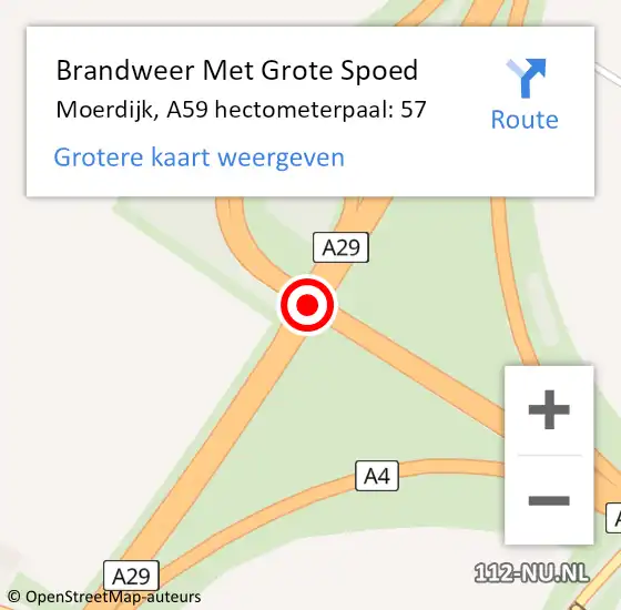Locatie op kaart van de 112 melding: Brandweer Met Grote Spoed Naar Moerdijk, A59 hectometerpaal: 57 op 24 juli 2021 19:23