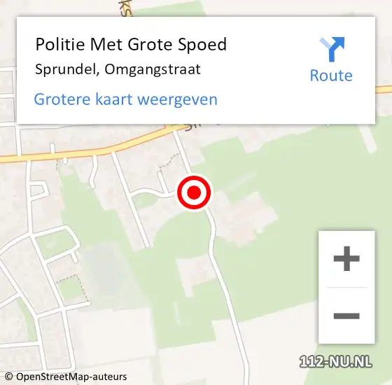 Locatie op kaart van de 112 melding: Politie Met Grote Spoed Naar Sprundel, Omgangstraat op 24 juli 2021 19:27