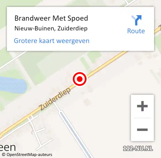 Locatie op kaart van de 112 melding: Brandweer Met Spoed Naar Nieuw-Buinen, Zuiderdiep op 24 juli 2021 19:29