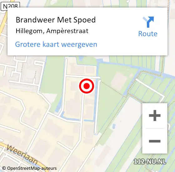 Locatie op kaart van de 112 melding: Brandweer Met Spoed Naar Hillegom, Ampèrestraat op 24 juli 2021 19:37