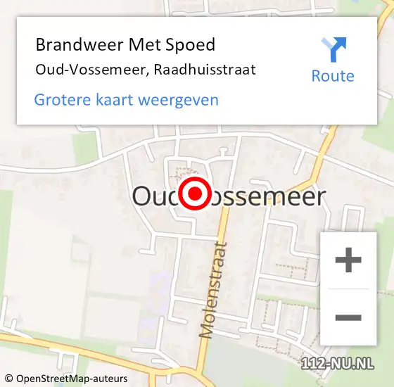 Locatie op kaart van de 112 melding: Brandweer Met Spoed Naar Oud-Vossemeer, Raadhuisstraat op 24 juli 2021 19:37