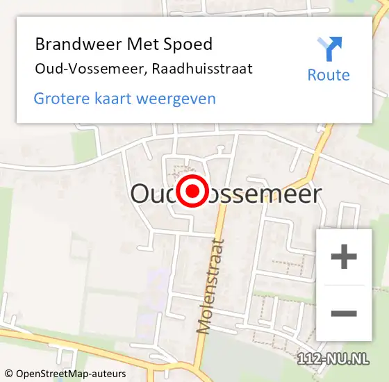 Locatie op kaart van de 112 melding: Brandweer Met Spoed Naar Oud-Vossemeer, Raadhuisstraat op 24 juli 2021 19:49