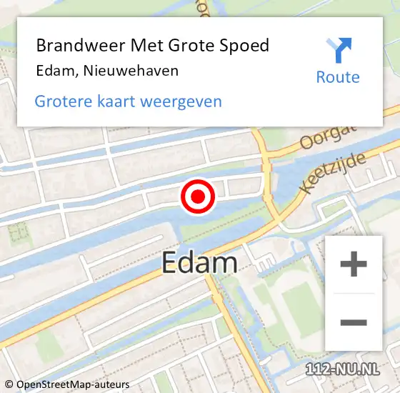 Locatie op kaart van de 112 melding: Brandweer Met Grote Spoed Naar Edam, Nieuwehaven op 24 juli 2021 20:17