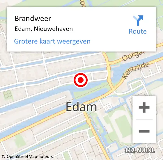 Locatie op kaart van de 112 melding: Brandweer Edam, Nieuwehaven op 24 juli 2021 20:19